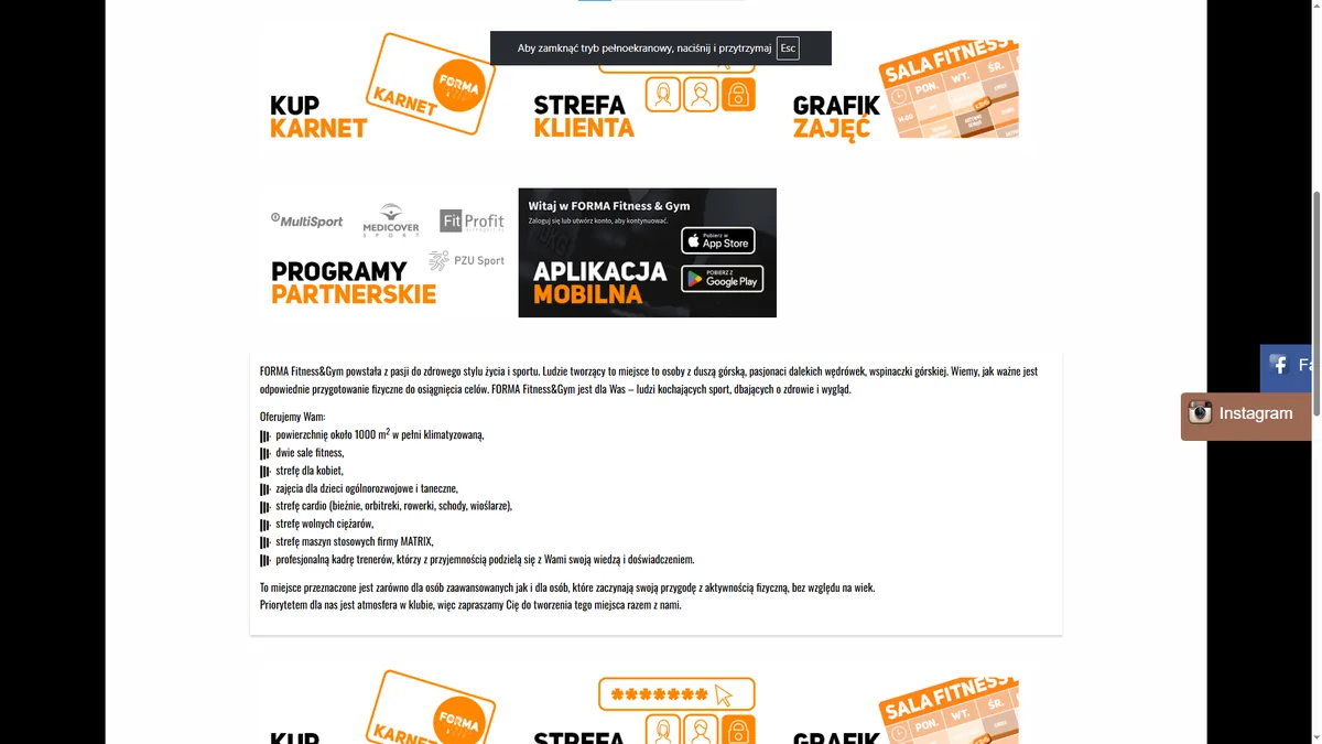 Oferta i strefa klienta — FORMA Fitness&Gym
