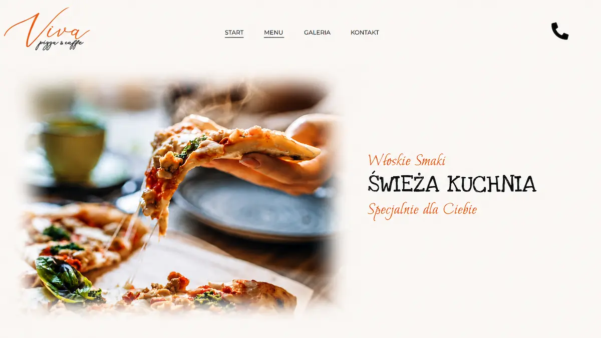 Hero strony Pizzeria Viva – świeża kuchnia